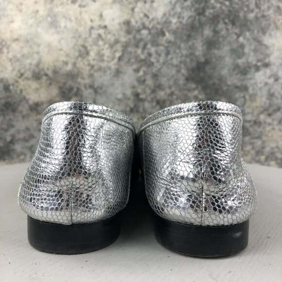 Sam Edelman Women's Size 8M Loraine Silver Leather Slip On Horsebit Loafers - Picture 7 of 15